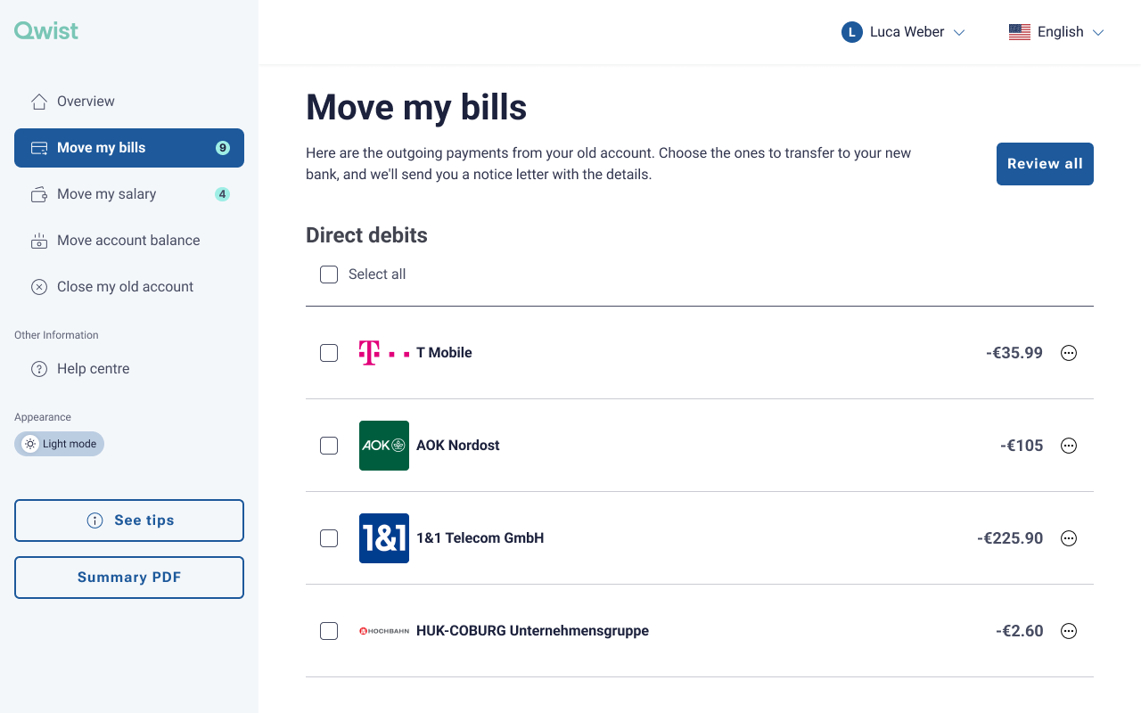 Move my bills - desktop