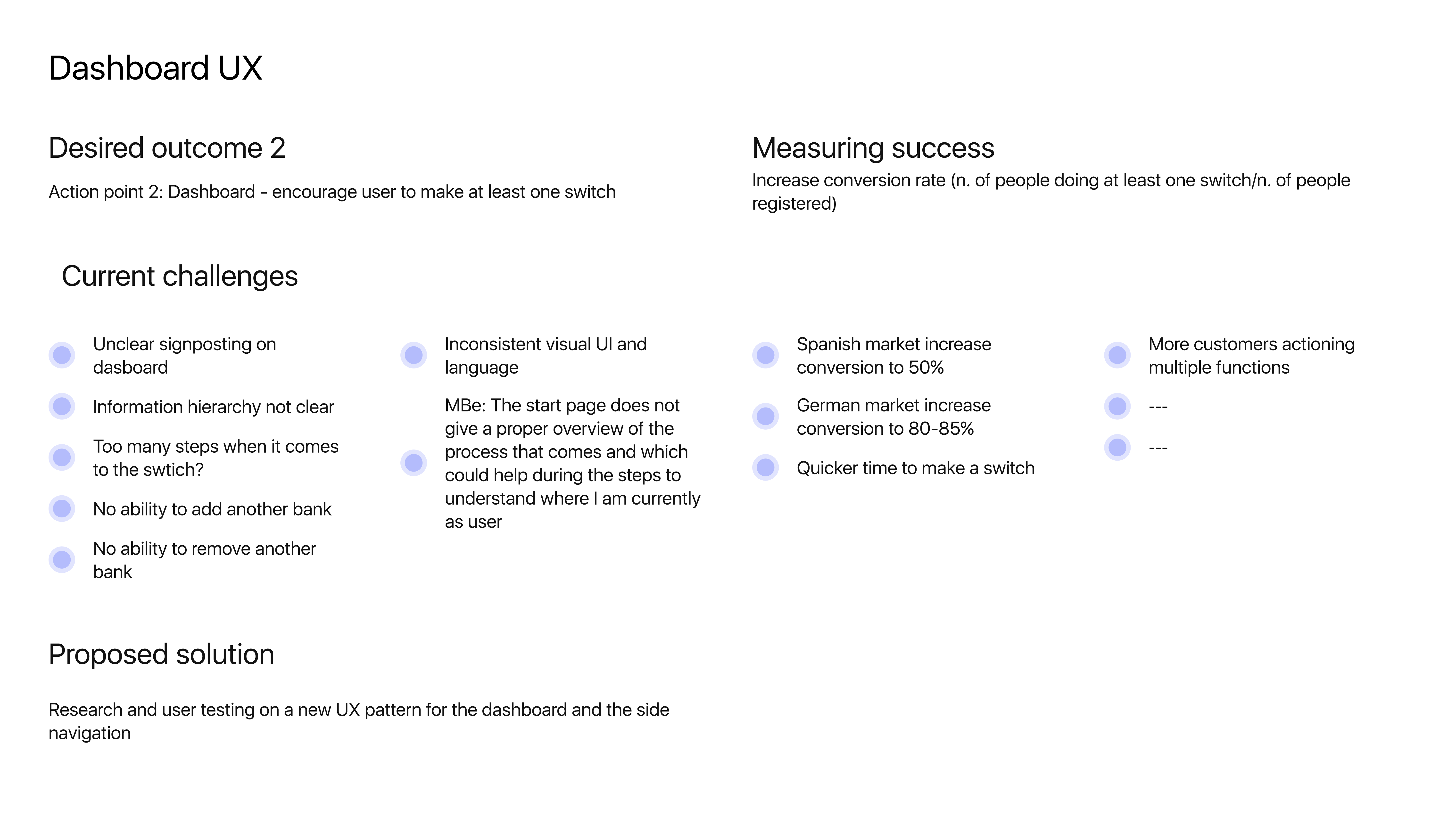 Dashboard action points